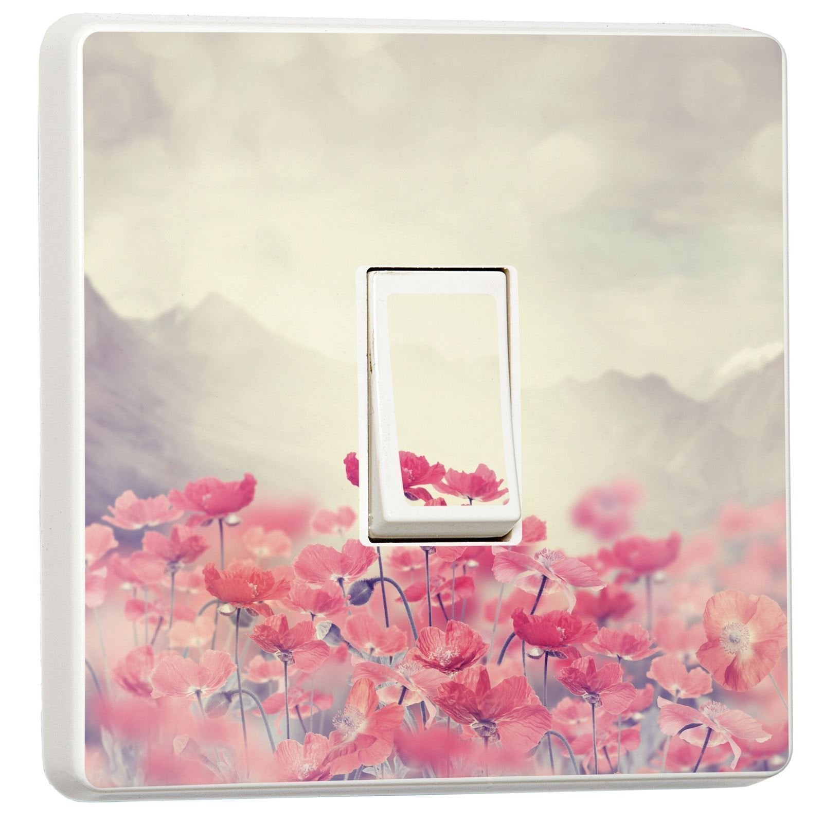 Poppy Flowers light switch sticker for a compatible UK single switch
