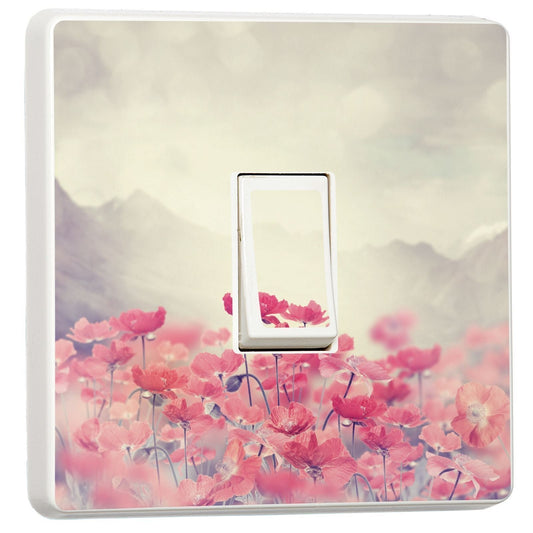 Poppy Flowers light switch sticker for a compatible UK single switch