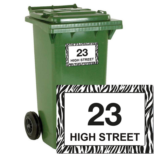 Personalised Zebra Print Wheelie Bin Stickers - Pack of 4