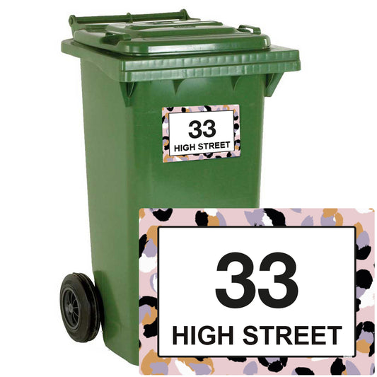 Personalised Purple Leopard Print Wheelie Bin Stickers - Pack of 4