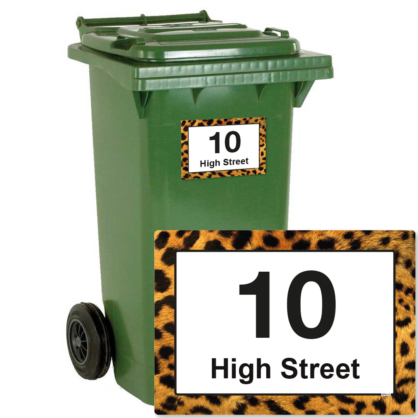 Personalised Leopard Print Wheelie Bin Stickers - Pack of 4