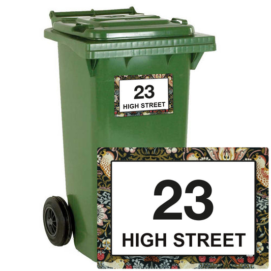 Personalised William Morris Strawberry Thief Wheelie Bin Stickers - Pack of 4