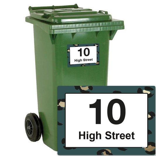 Personalised Green Leopard Print Wheelie Bin Stickers - Pack of 4