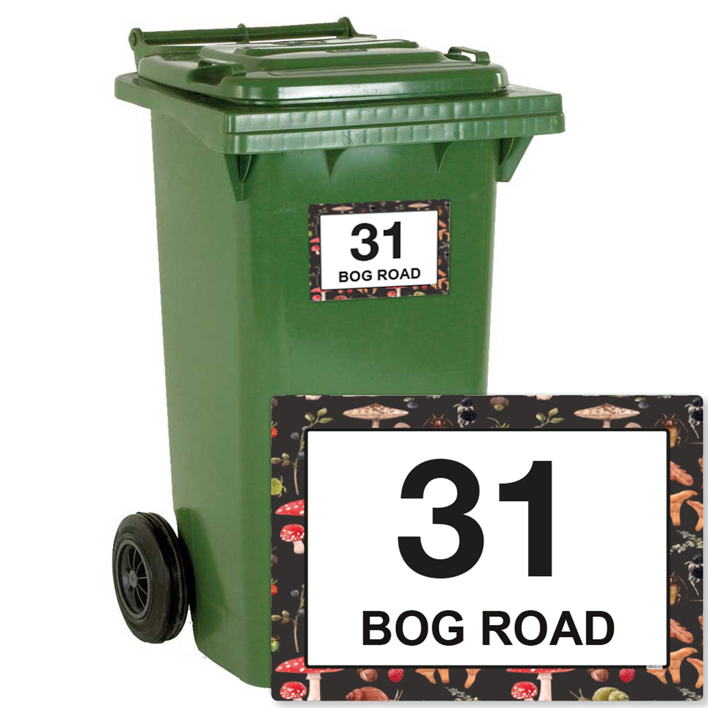 Personalised Mushroom Wheelie Bin Stickers - Pack of 4