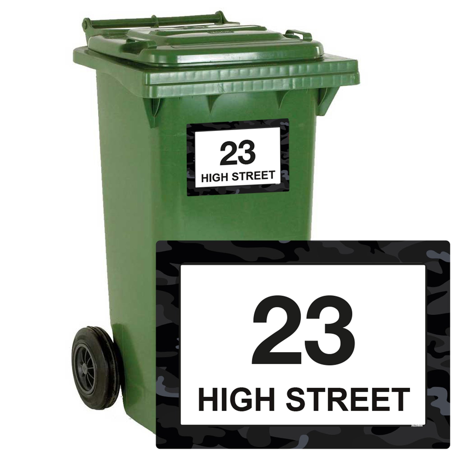 Personalised Black Camouflage Wheelie Bin Stickers - Pack of 4