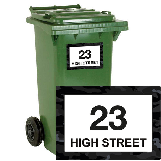 Personalised Black Camouflage Wheelie Bin Stickers - Pack of 4