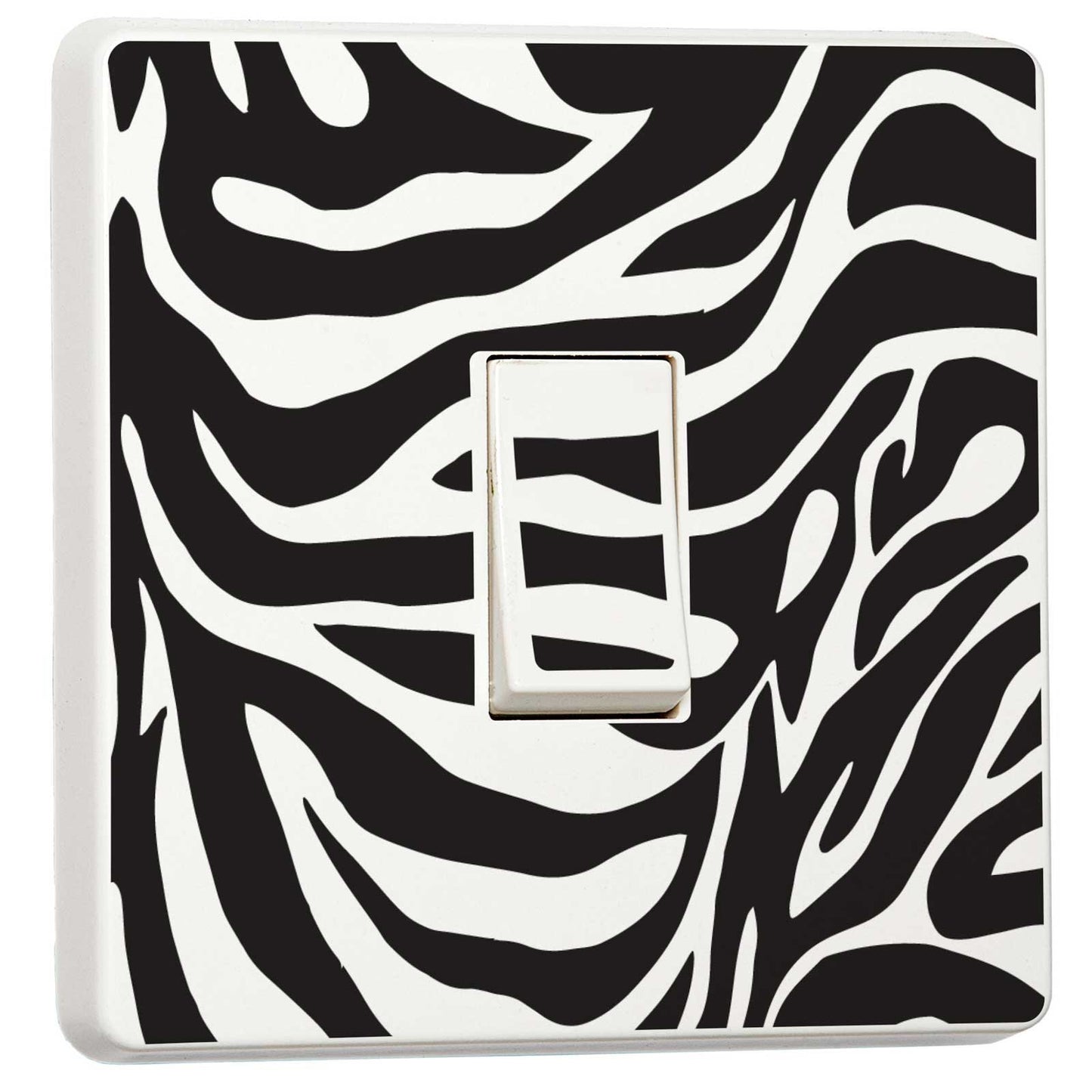 Black and White Zebra light switch sticker for a compatible UK single switch