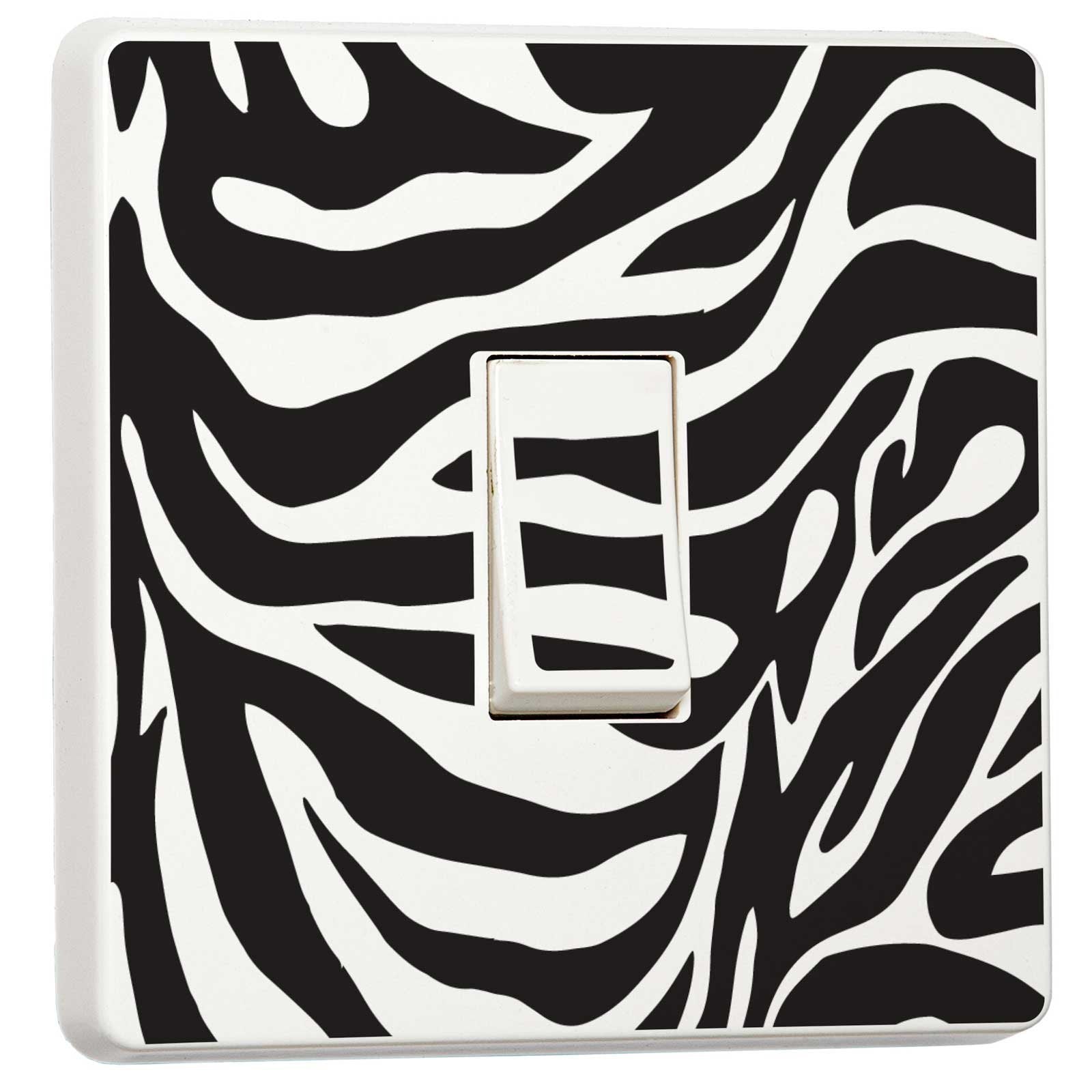 Black and White Zebra light switch sticker for a compatible UK single switch