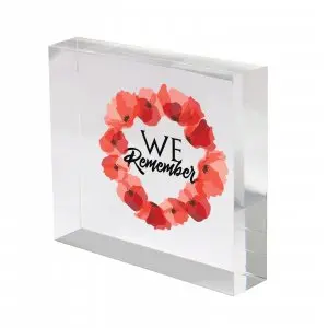 Remembrance Day Poppy Wreath Acrylic Block