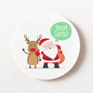 Secret Santa Gift Stickers – 24 Pack 40mm Round Paper Labels