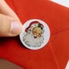 Vintage Father Christmas Stickers - 24-Pack Retro Holiday Paper Labels 3 Red Envelope 3