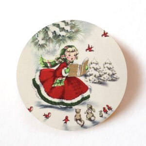 Vintage Christmas Caroler Stickers – Pack of 24, 40mm Retro Holiday Paper Labels