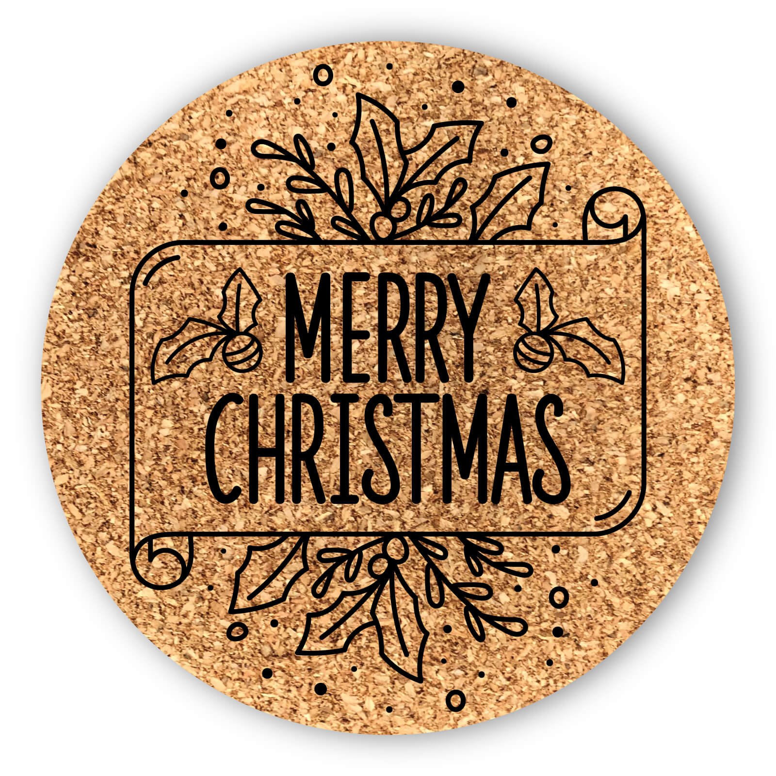 Set of 4 Merry Christmas, Personalised Cork Coasters, Home decor Gift