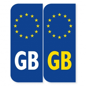 GB Number Plate Identifier with EU Euro European Flag, Self-adhesive Vinyl Sticker