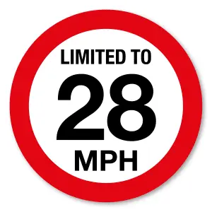 28mph Vehicle Speed Limited to, Self-adhesive Vinyl Sticker Sign