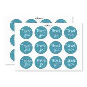 Home 15 Teal Thank You Stickers – 24-Pack Round Adhesive Labels for Cards, Gifts & Packaging