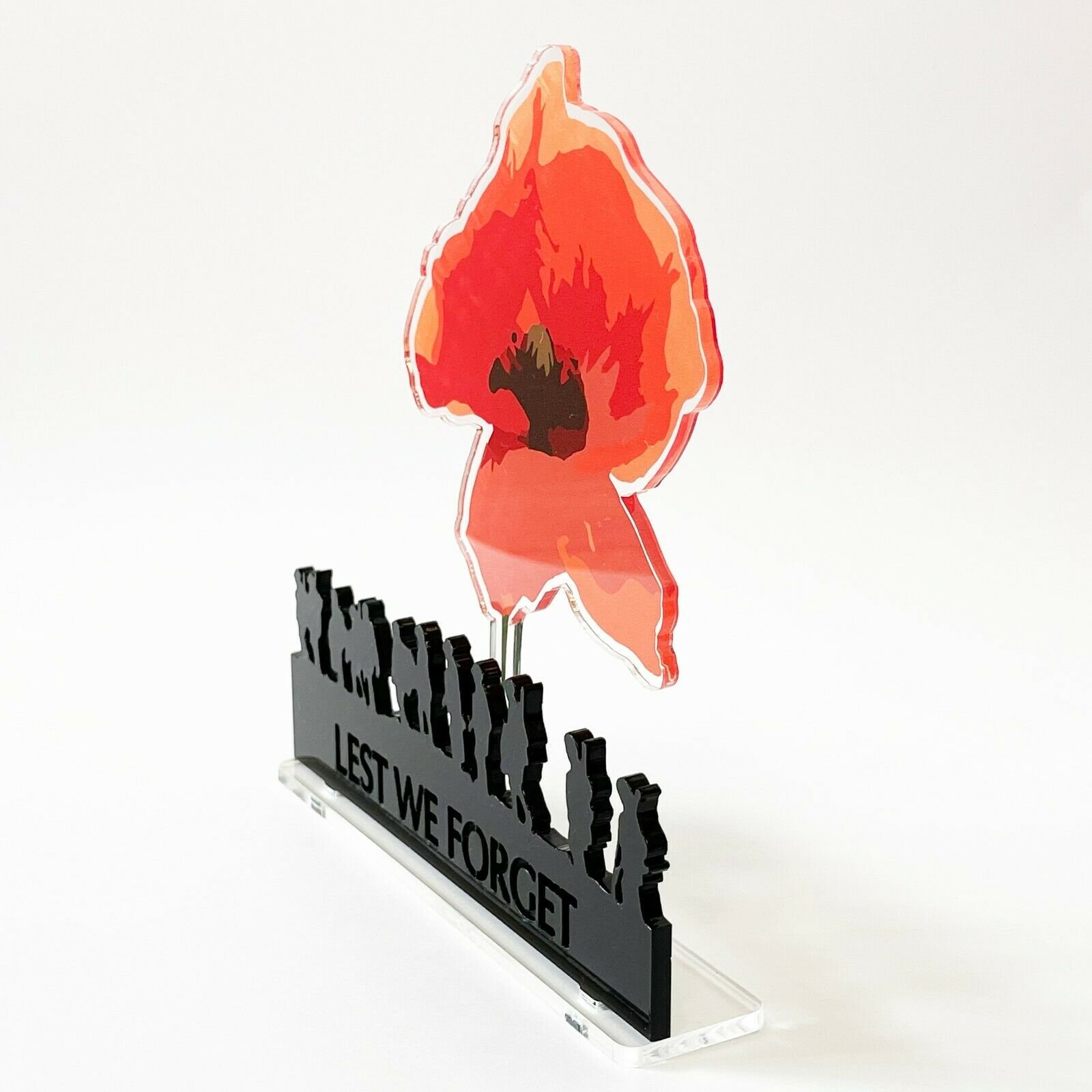 Adesivo Murale 'Lest We Forget' - Soldato, Croce E Papaveri Per Remembrance Day, 280x220mm