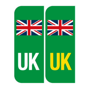 UK Green Electric Vehicles Number Plate stickers