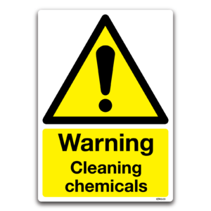 warning cleaning chemicals safety sticker