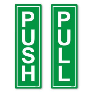 green push pull door stickers