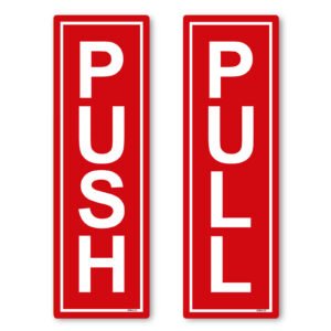 red push pull door stickers