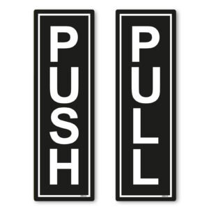 black push pull door stickers