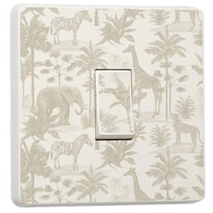 Set of 2 Beige Safary Print Vinyl Sticker Cover, Skin for Single Light Switch