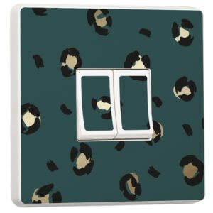Pack of 2 Green Leopard animal print, Design for Double Light Switch Cover Vinyl Sticker