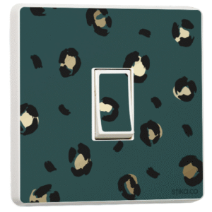 Pack of 2 Green Leopard animal print, Design for Single Light Switch Cover Vinyl Sticker