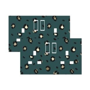 Leopard Print Green Socket Stickers – 2 Pack Vinyl Light Plug Socket Covers