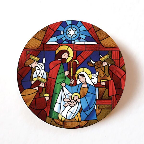 Holy Family Nativity Stickers – Pack 24, 40mm Christmas Paper Labels for Cards, Gifts & Envelopes 1 Nativity 2