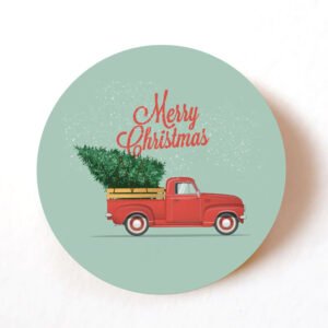 Vintage Car and Tree Stickers – 40mm Paper Labels for Cards, Gifts & Envelopes