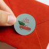Vintage Car and Tree Stickers – 40mm Paper Labels for Cards, Gifts & Envelopes 3 Red Envelope