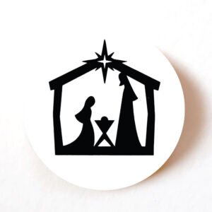 Nativity Silhouette Christmas Stickers – Pack 24, 40mm Paper Labels for Cards, Gifts & Envelopes
