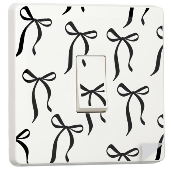 Set of 2 - Black Bow Light Switch Sticker - Cute Print Vinyl Cover 1 GS Laminated 1