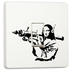 Set of 2 - Banksy Mona Lisa Light Switch Sticker: Graffiti Art Vinyl Cover