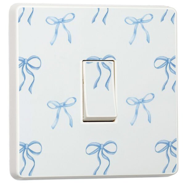 Set of 2 - Blue Bow Light Switch Sticker - Cute Print Vinyl Cover 1 GS PLAIN