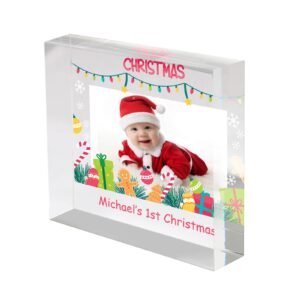 Personalised Baby's 1st Christmas frame Acrylic Photo Block