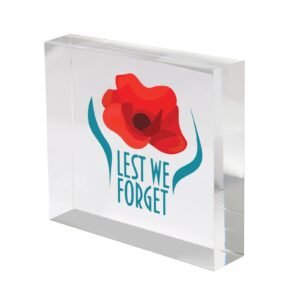 Remembrance Day Lest We Forget Poppy Acrylic Block