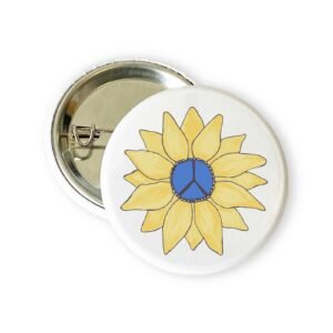 Ukraine Peace Sunflower Badge, Pin Button Badge, #unitedforukraine, United against war