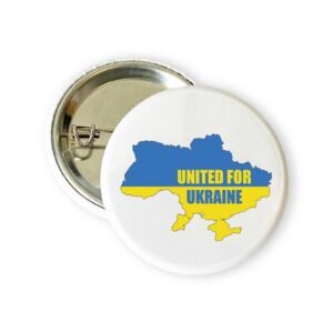 United for Ukraine Map Badge, Pin Button Badge, #unitedforukraine, United against war