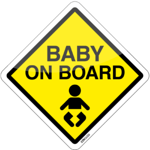 Yellow Baby on board, Self-adhesive or Static Cling Vinyl Car sticker