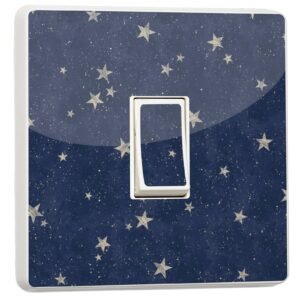 Set of 2 - Gold Star Light Switch Cover Sticker: Shimmering Blue Vinyl