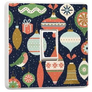 Pack of 2 Christmas Baubles Stickers, Christmas Print Light Switch Sticker Vinyl Cover