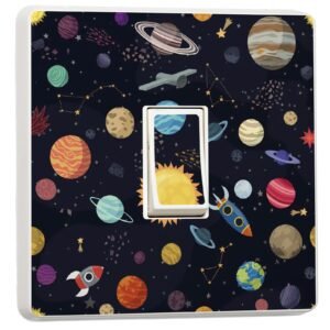 Pack of 2 Space Design for Single Light Switch Cover Vinyl Sticker