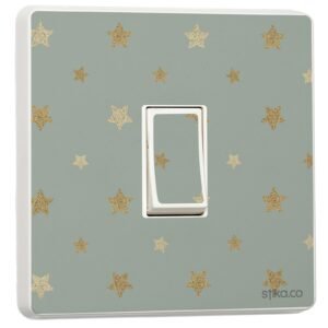 Gold Star Pattern Vinyl Light Switch Stickers – Pack of 2 Teal Covers for Single Switch