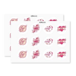 Happy Valentine’s Day Stickers – Pack of 24, 72 or 240 Self-Adhesive Paper Labels for Cards, Gifts & Crafts