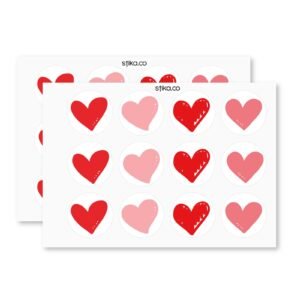 Valentine’s Day Heart Stickers – Pack of 24 Colorful Self-Adhesive Paper Labels for Cards, Gifts & Crafts