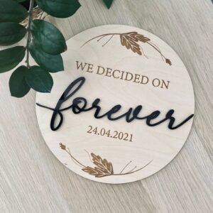 Personalised 3D Wooden Wedding Sign - Custom "Forever" Engagement & Anniversary Decor with Floral Design