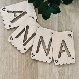 Personalised Name Wooden Confetti Bunting, Laser Cut, Nursery or Child's bedroom decor